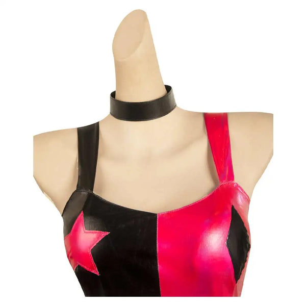 Quinzel Cosplay Costume Outfits Women Girls Bikini Top Shorts Neckband Swimsuit Outfits Halloween Carnival Party Suit