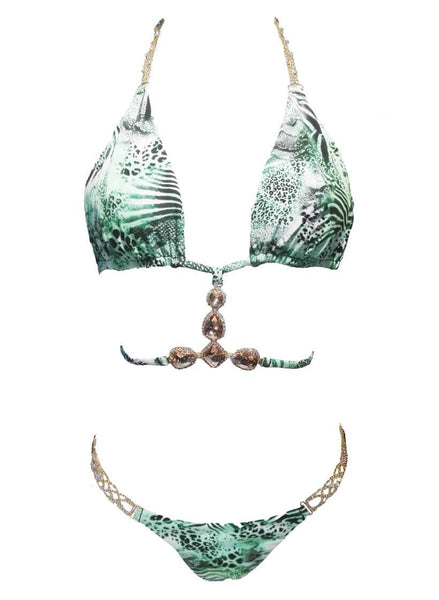 June Strappy Bikini Triangle Top & Tango Bottom - Tiger Ocelot