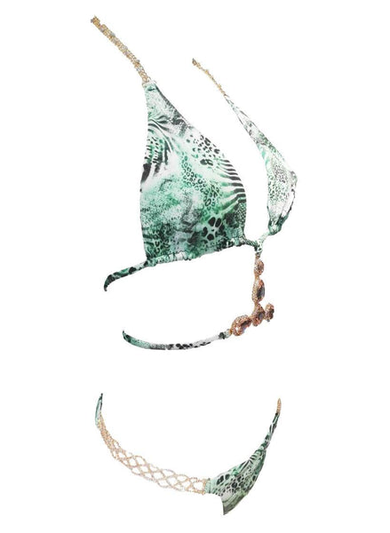 June Strappy Bikini Triangle Top & Tango Bottom - Tiger Ocelot