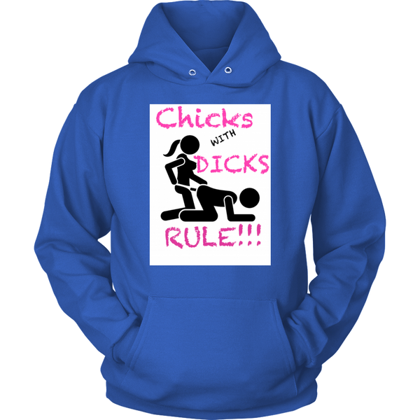SHOW YOUR GIRL POWER WITH THIS SUPER COZY CHICKS WITH DICKS RULE! HOODIE