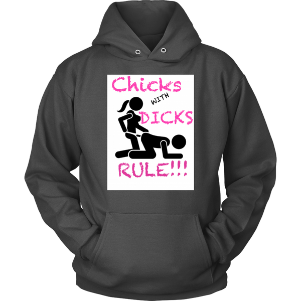 SHOW YOUR GIRL POWER WITH THIS SUPER COZY CHICKS WITH DICKS RULE! HOODIE