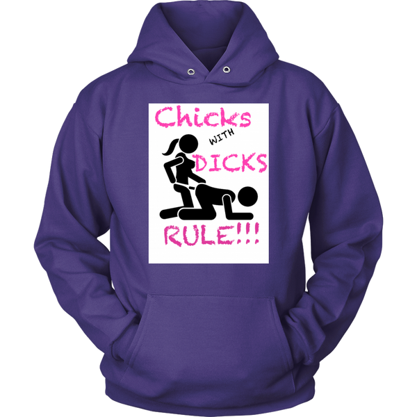 SHOW YOUR GIRL POWER WITH THIS SUPER COZY CHICKS WITH DICKS RULE! HOODIE