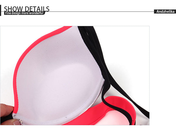 Andzhelika Women New Swimsuit Sexy Letter Bandage Patchwork Swimwear Push Up Bikini Set Brazilian Bathing Suit Monokini