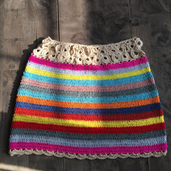 Colorful Crochet Skirt Women Summer Beach Bikini Swim Bathing Suit Cover Up Beachwear