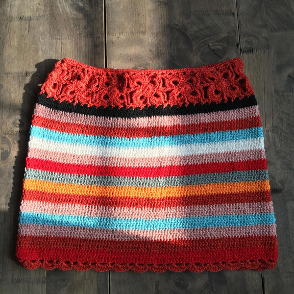 Colorful Crochet Skirt Women Summer Beach Bikini Swim Bathing Suit Cover Up Beachwear