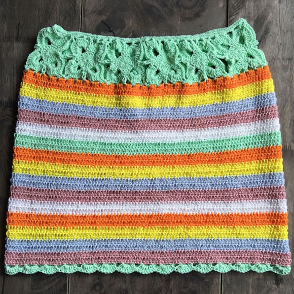 Colorful Crochet Skirt Women Summer Beach Bikini Swim Bathing Suit Cover Up Beachwear