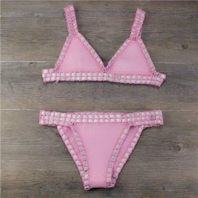 New Sexy Women Swimwear Summer Bikini Set Knitted Beach Wear Swimming Brazilian Biquini Swimsuit Female Beachwear Bathing Suit