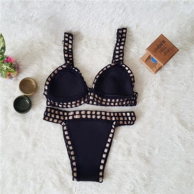 New Sexy Women Swimwear Summer Bikini Set Knitted Beach Wear Swimming Brazilian Biquini Swimsuit Female Beachwear Bathing Suit