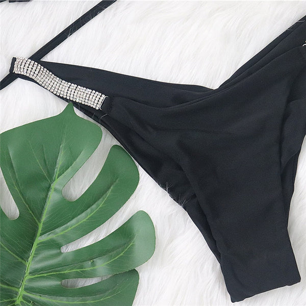2021 Sexy diamond halter push up bikini set Triangle micro swimsuit women High cut swimwear String bathing suit Hollow beachwear