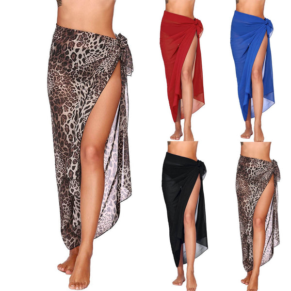 Sexy Women Chiffon Swimwear Pareo Scarf Cover Up Wrap Kaftan Sarong Beach Wear Candy color Bikinis long Cover-Ups Skirts y2k