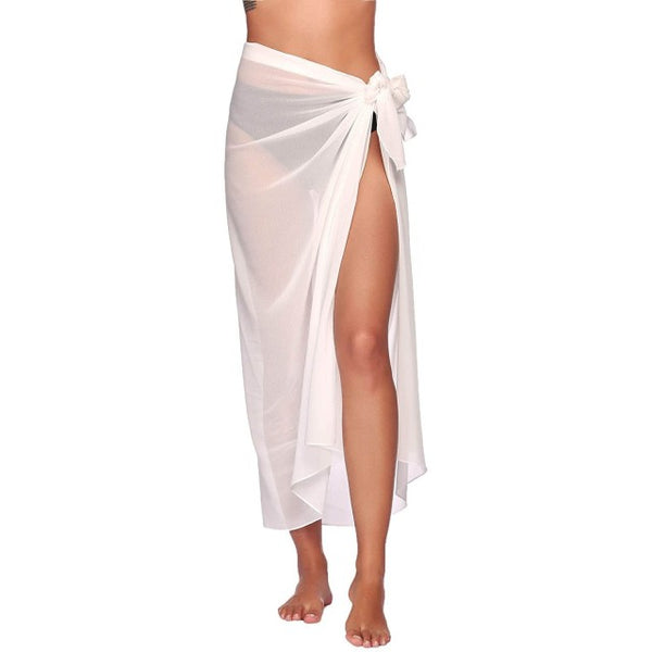 Sexy Women Chiffon Swimwear Pareo Scarf Cover Up Wrap Kaftan Sarong Beach Wear Candy color Bikinis long Cover-Ups Skirts y2k