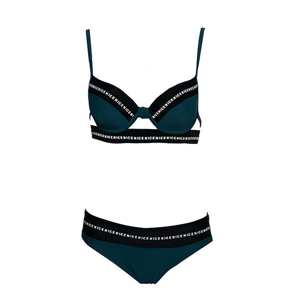 Andzhelika Women New Swimsuit Sexy Letter Bandage Patchwork Swimwear Push Up Bikini Set Brazilian Bathing Suit Monokini