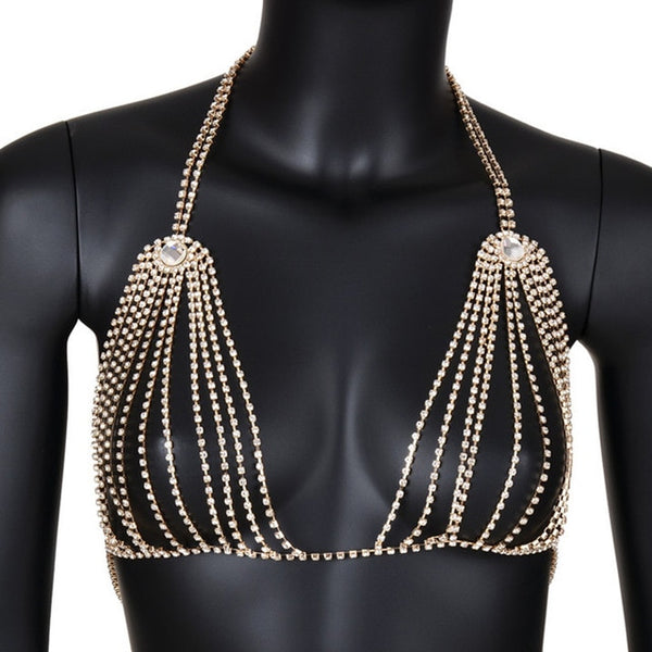 StoneFans Crystal Bra Jewelry Women Charming Wholesale Rhinestone lingerie Body Chain for Party Beach Swim Festival jewellery