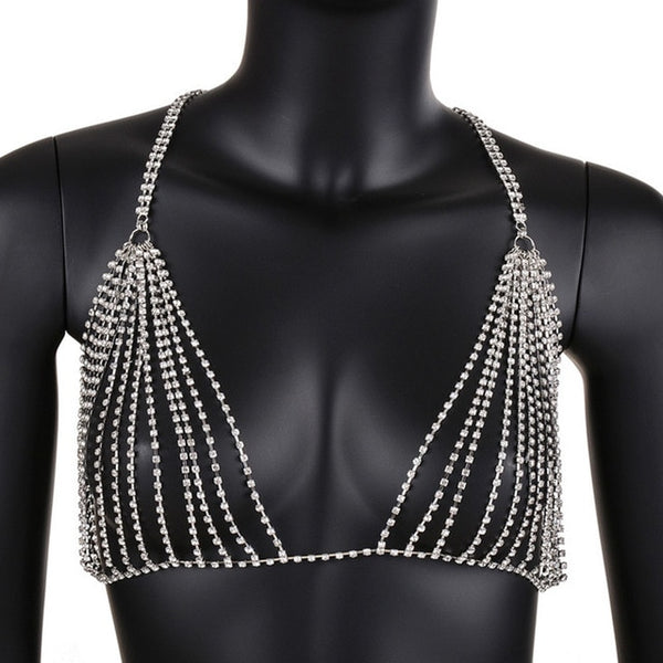 StoneFans Crystal Bra Jewelry Women Charming Wholesale Rhinestone lingerie Body Chain for Party Beach Swim Festival jewellery