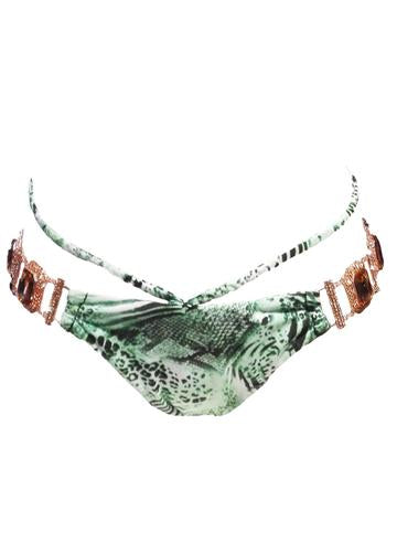 Hot Bikini Rosa Halter Top & Strappy Skimpy Bottom - Tiger Ocelot