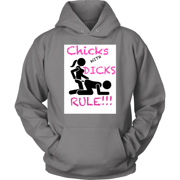 SHOW YOUR GIRL POWER WITH THIS SUPER COZY CHICKS WITH DICKS RULE! HOODIE