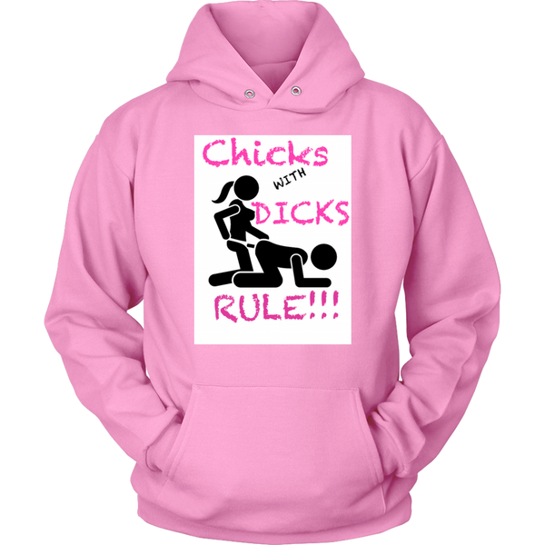 SHOW YOUR GIRL POWER WITH THIS SUPER COZY CHICKS WITH DICKS RULE! HOODIE